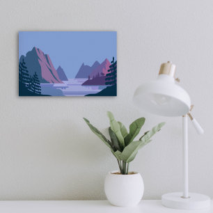 Minimalist Mountain and Lake Scenic Landscape Poster