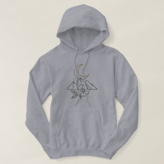 Minimalist Mountain and Moon Line Art Hoodie