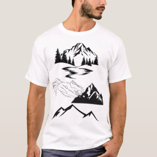Minimalist Mountain & Pine Trees – Nature Adventur T-Shirt