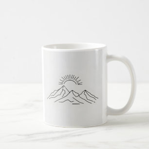 Minimalist Mountain Sunrise Line Art Mug