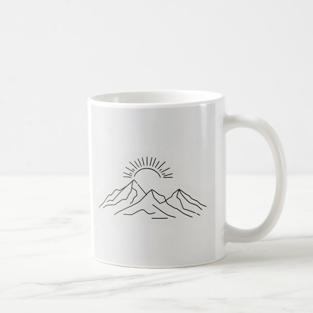 Minimalist Mountain Sunrise | Line Art Mug (Right)