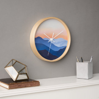 Minimalist Mountain Sunset Clock