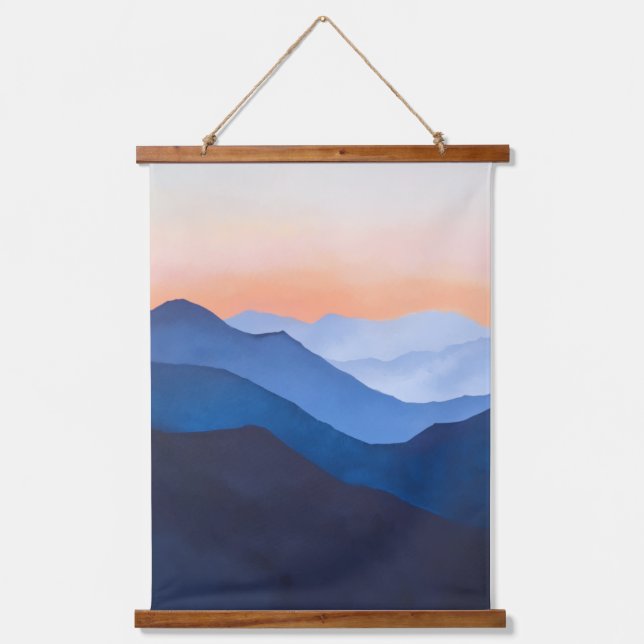 Minimalist Mountain Sunset Hanging Tapestry (Front)