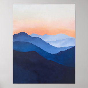minimalist mountain sunset  poster