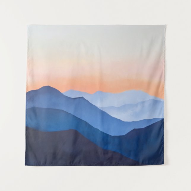 Minimalist Mountain Sunset Tapestry (Front)