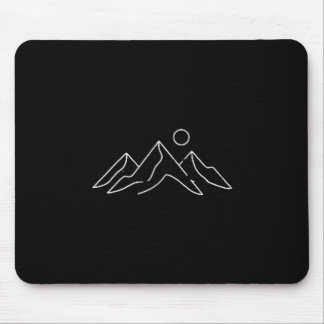 Minimalist Mountains Sun Nature Hiking Line Art Mouse Mat