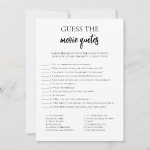Minimalist Movie Quotes Bridal Shower Game Card
