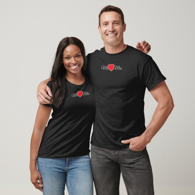 Minimalist Mr and Mrs Custom Text T-Shirt (Unisex)