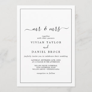 Minimalist Mr and Mrs Wedding Invitation