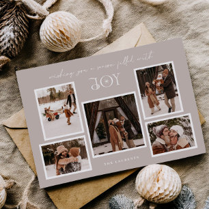 Minimalist Multi Photo Collage Christmas Card
