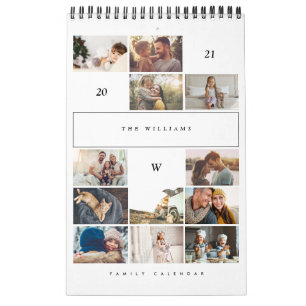 Minimalist Multi Photo Collage Family Memories Calendar
