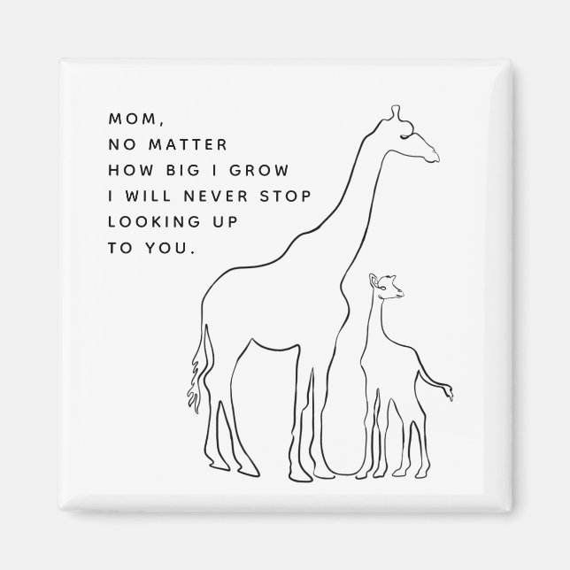 Minimalist Mum Baby Giraffe Line Art Mother's Day  Magnet (Front)