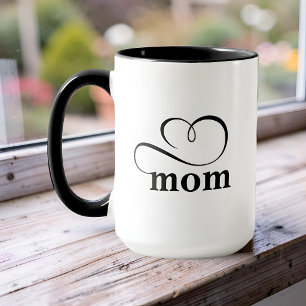 Minimalist Mum Heart Calligraphy Custom Mug