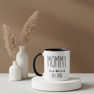 Minimalist Mummy Est Year Script Design Mug