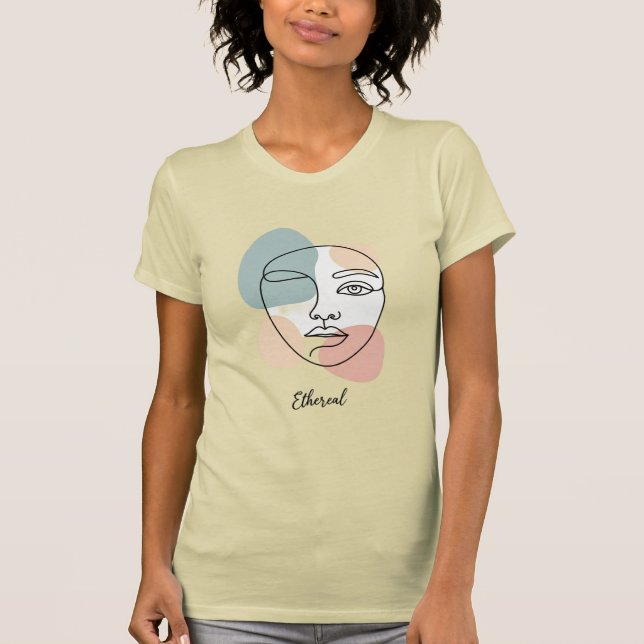 "Minimalist Muse" Geometric Line Art Tee (Front)
