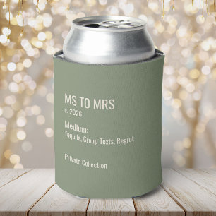 Minimalist Museum Label Bachelorette Party Favour Can Cooler