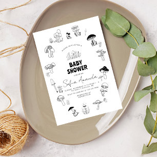 Minimalist Mushroom Baby Shower Invitation