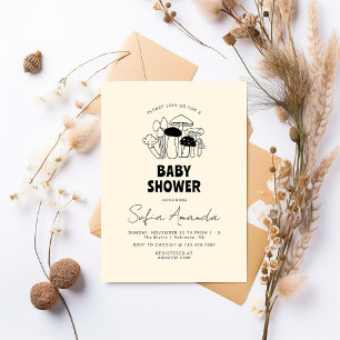 Minimalist Mushroom Baby Shower Invitation