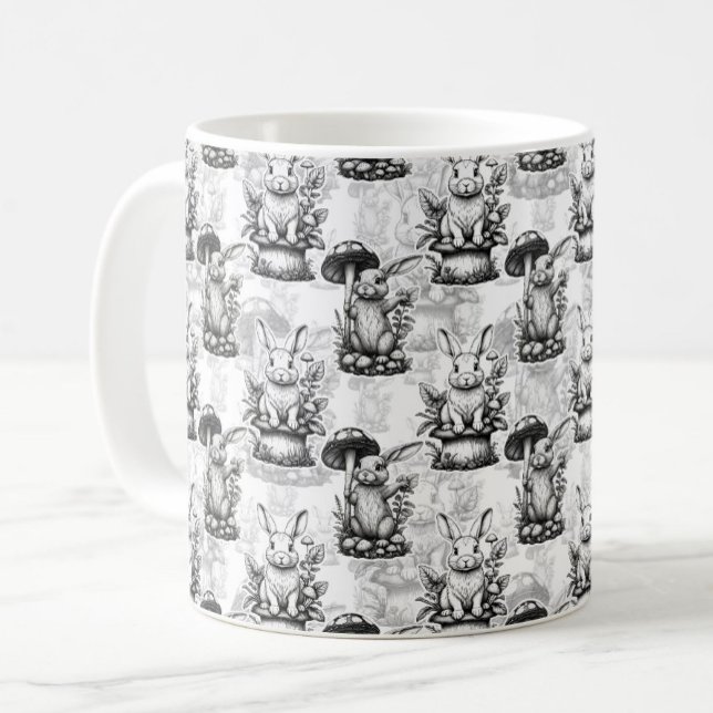 Minimalist Mushroom Rabbit Pattern Design  Coffee Mug (Creator Uploaded)