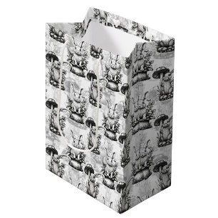 Minimalist Mushroom Rabbit Pattern Design Medium Gift Bag