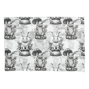 Minimalist Mushroom Rabbit Pattern Design Pillowcase