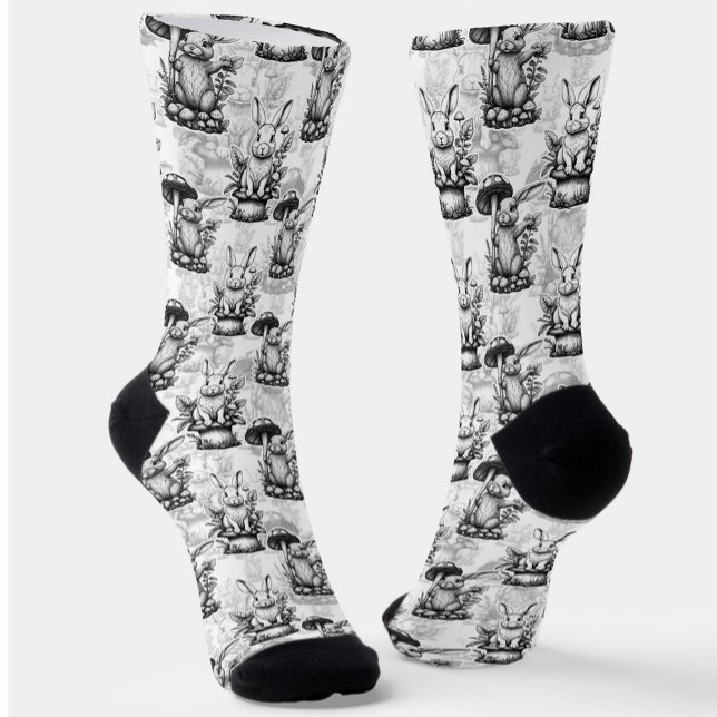 Minimalist Mushroom Rabbit Pattern Design  Socks (Creator Uploaded)