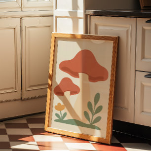 Minimalist Mushroom Wall Art Print Cottagecore