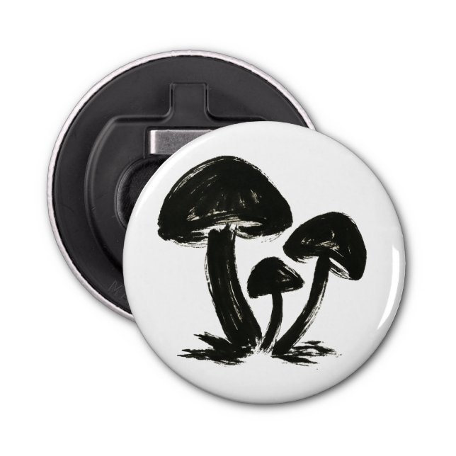 Minimalist Mushrooms – Ink Brush Forest Trio on  Bottle Opener (Front)