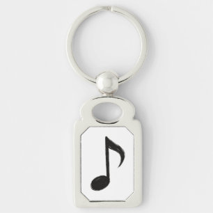 Minimalist Musical Note – Ink Brush Style on  Key Ring