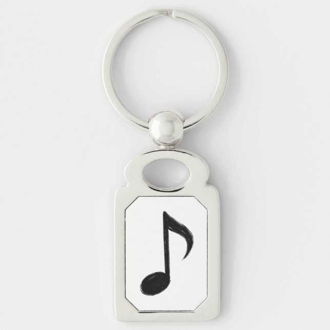 Minimalist Musical Note – Ink Brush Style on  Key Ring (Front)
