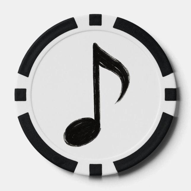 Minimalist Musical Note – Ink Brush Style on  Poker Chips (Front)