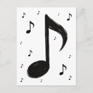 Minimalist Musical Note – Ink Brush Style on Postcard