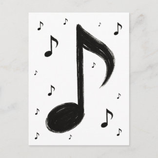 Minimalist Musical Note – Ink Brush Style on Postcard