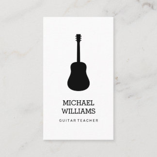 Minimalist Musician Acoustic Guitar Business Card