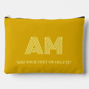 Minimalist Mustard Yellow and Pale Lemon Monogram Accessory Pouch