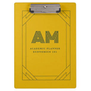 Minimalist Mustard Yellow & Forest Green Monogram Clipboard
