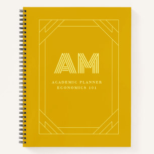 Minimalist Mustard Yellow Monogram Notebook