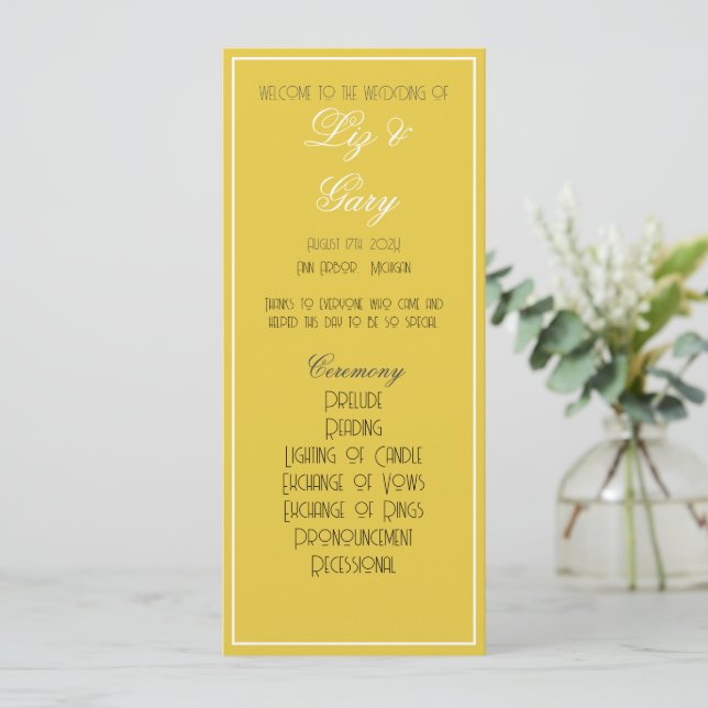 Minimalist Mustard Yellow Program Programme (Standing Front)