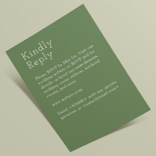 Minimalist Muted Green Wedding RSVP Card