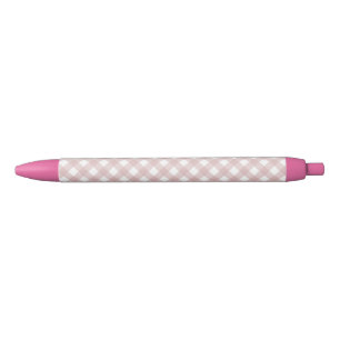 Minimalist Muted Pink Shade Plaid Pattern Black Ink Pen