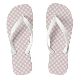 Minimalist Muted Pink Shade Plaid Pattern Flip Flops
