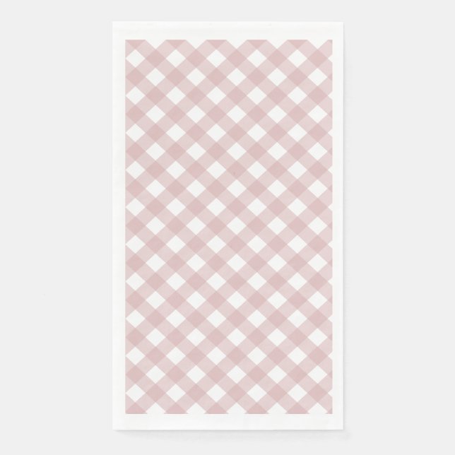 Minimalist Muted Pink Shade Plaid Pattern Napkin (Front)
