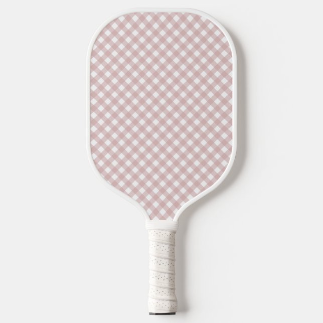 Minimalist Muted Pink Shade Plaid Pattern Pickleball Paddle (Front)