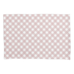 Minimalist Muted Pink Shade Plaid Pattern Pillowcase