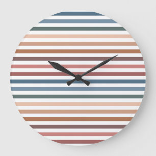 Minimalist Muted Rainbow Lines Large Clock
