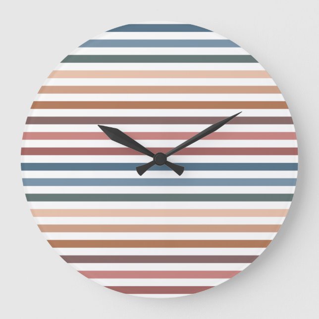 Minimalist Muted Rainbow Lines Large Clock (Front)