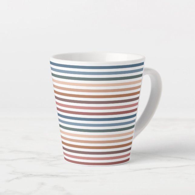 Minimalist Muted Rainbow Lines Latte Mug (Right Angle)