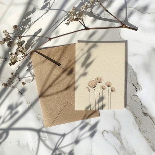 Minimalist Muted Tones Flowers RSVP with QR Code Enclosure Card