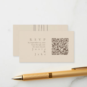 Minimalist Muted Tones Flowers RSVP with QR Code Enclosure Card