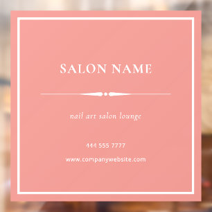 Minimalist Nail Hair Salon Name White on Pink Window Cling